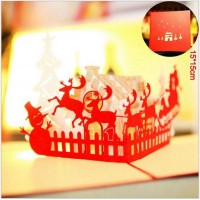 Handmade 3d Pop Up Greeting Christmas Xmas Card Reindeer Cottage Evergreen Conifer Papercraft Gift For Friend And Family